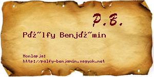 Pálfy Benjámin névjegykártya