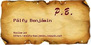 Pálfy Benjámin névjegykártya